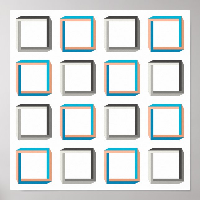 Poster Quadrille géometric pattern (Devant)