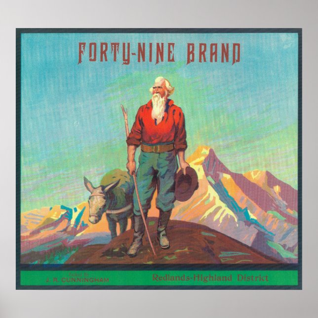 Poster Quarante-neuf étiquettes orange Redlands, CA (Devant)