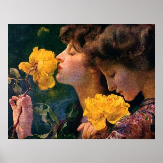 Poster Quatre Roses par Franz Dvorak (Devant)