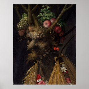 Poster Quatre saisons en une tête - Giuseppe Arcimboldo