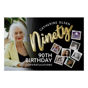Poster Quatre-vingt-dix or 90e anniversaire 8 photos sur
