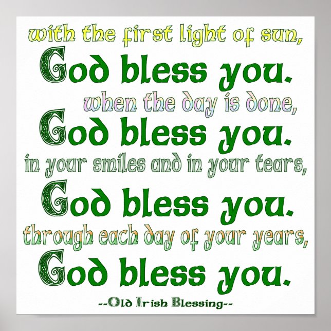 Poster Que Dieu vous bénisse Irish Blessing (Devant)