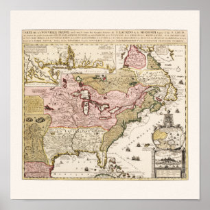 Poster Québec/Nouvelle-France medieval french map America