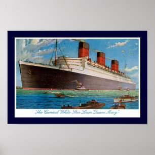 Poster Queen Mary de la ligne blanche d'étoile de Cunard