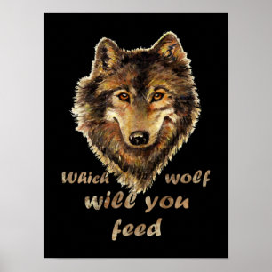 Poster "Quel loup allez-vous nourrir" Inspiration Wolf Ar