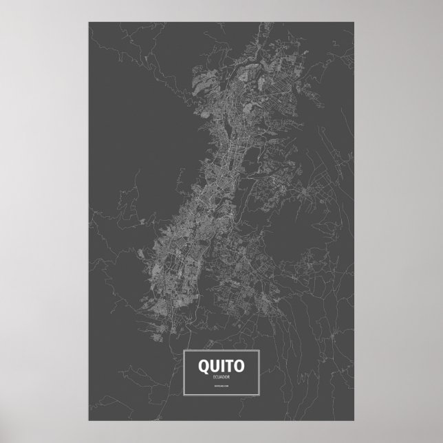 Poster Quito, Équateur (blanc sur noir) (Devant)