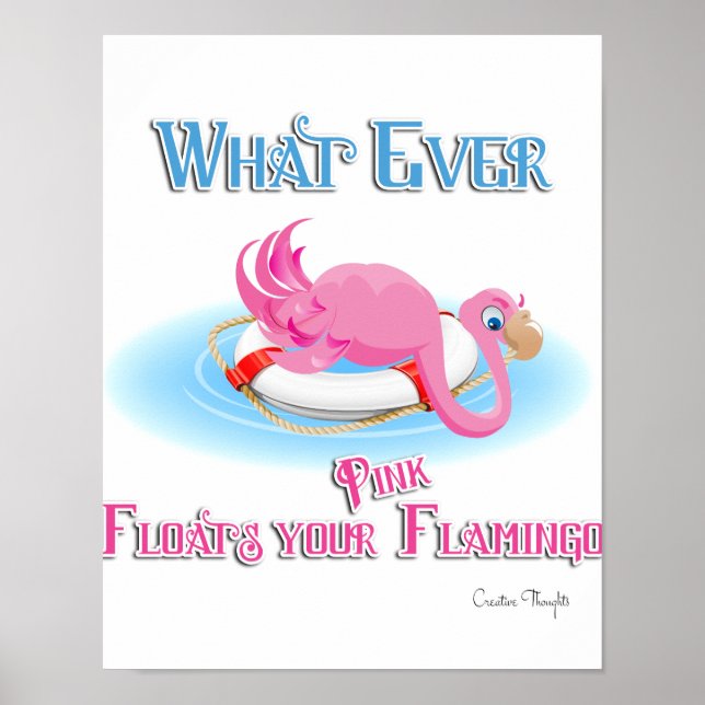 Poster Quoi qu'il flotte votre Flamant rose rose (Devant)