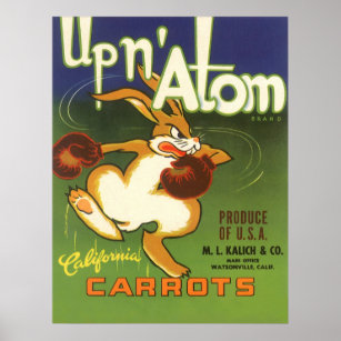 Poster Rabbit de boxe d'art Étiquette vintage, sur Carott