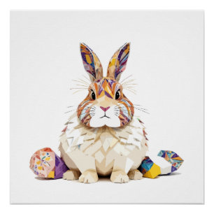 Poster Rabbit Jouer adorable animal amusant coloré Joyeux