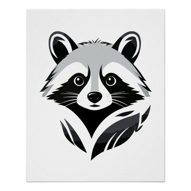 Poster Raccoon Vector Art Animal Moderne Graphique Urbain (Devant)