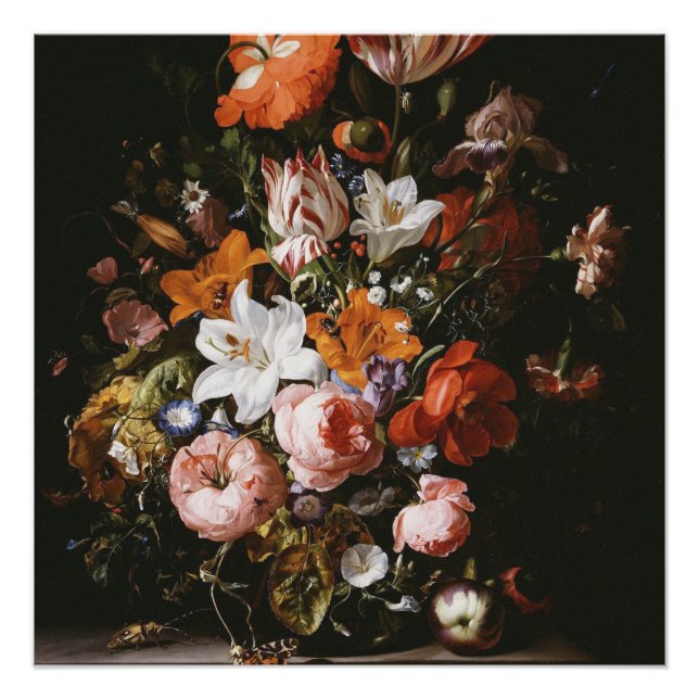 Poster Rachel Ruysch - Fleurs Dans Un Vase En Verre (Devant)