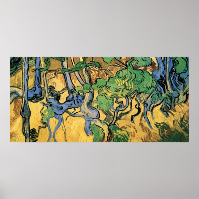 Poster Racines et troncs d'arbre par Vincent van Gogh (Devant)