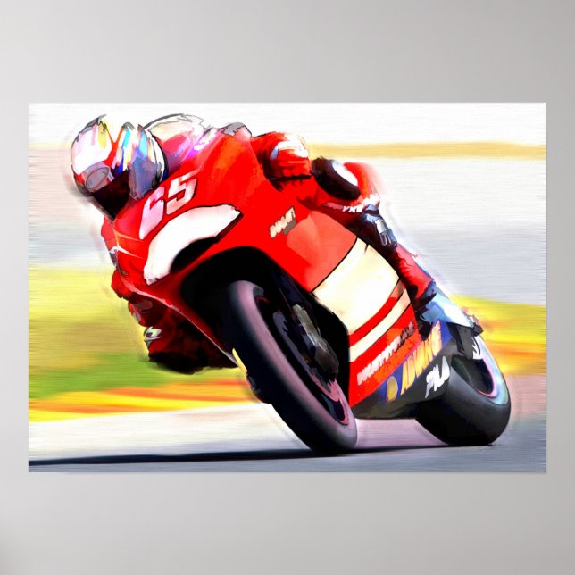 Poster Racing Red Motorcycle (Devant)