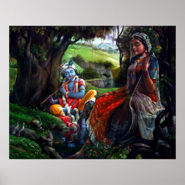 Poster Radha Krishna Peinture (Mythologie indienne) (Devant)