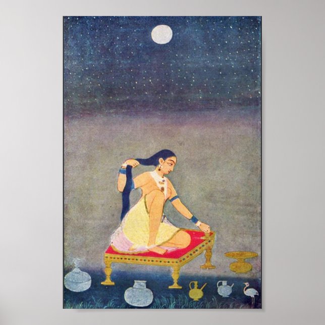 Poster Radha La Nuit. Peinture De Mughal Ca 1650E Par Ind (Devant)