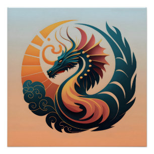 Poster Radiance mystique : Emblème du dragon de Sunburst