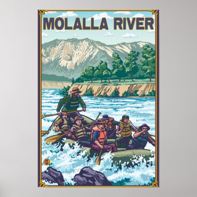 Poster Rafting en eau blanche - Rivière Molalla, Oregon (Devant)