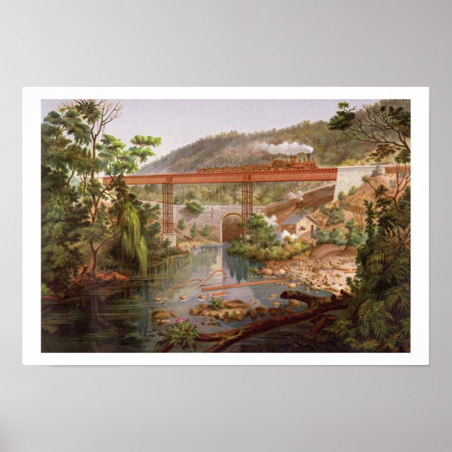 Poster Railway Bridge at Atoyac, from 'Album de Mexic (Devant)