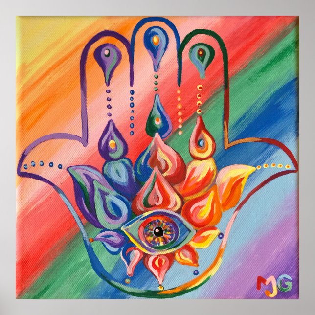 Poster Rainbow Hamsa (Devant)