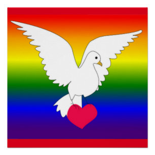 POSTER RAINBOW HEART DOVE