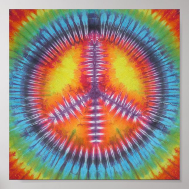 Poster Rainbow Peace Sign Tie Dye (Devant)