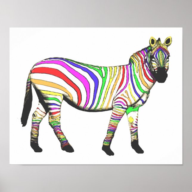 Poster Rainbow Zebra (Devant)