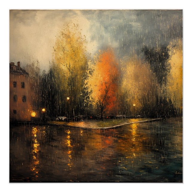 Poster Rainy town abstrait Ai art (Devant)