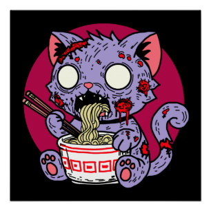 Poster Ramen Cat Zombie