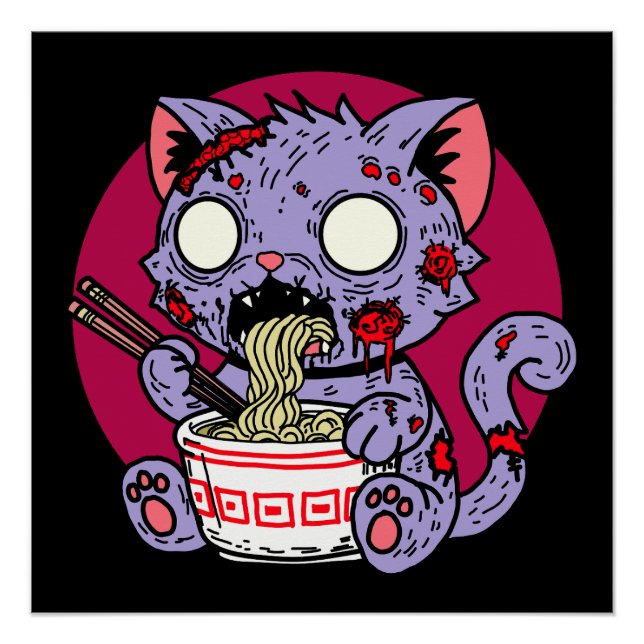 Poster Ramen Cat Zombie (Devant)