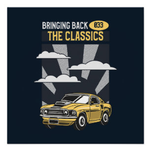 Poster Ramenez la voiture classique Retro Muscle