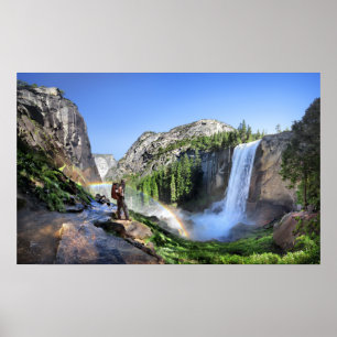 Poster Randonneur d'automne et arc-en-ciel - Yosemite
