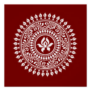 Poster Rangoli festif rouge et blanc
