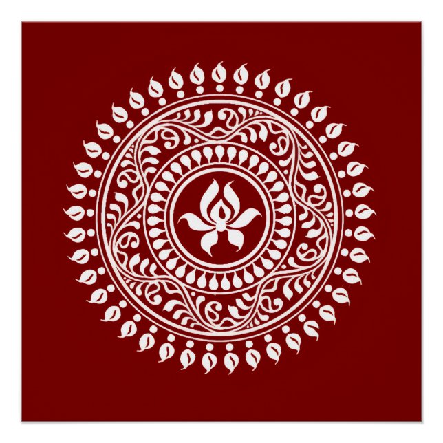 Poster Rangoli festif rouge et blanc (Devant)