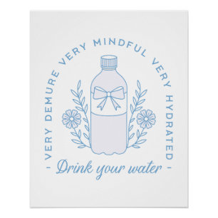 Poster Rappel d'eau potable citations hydratées esthétiqu