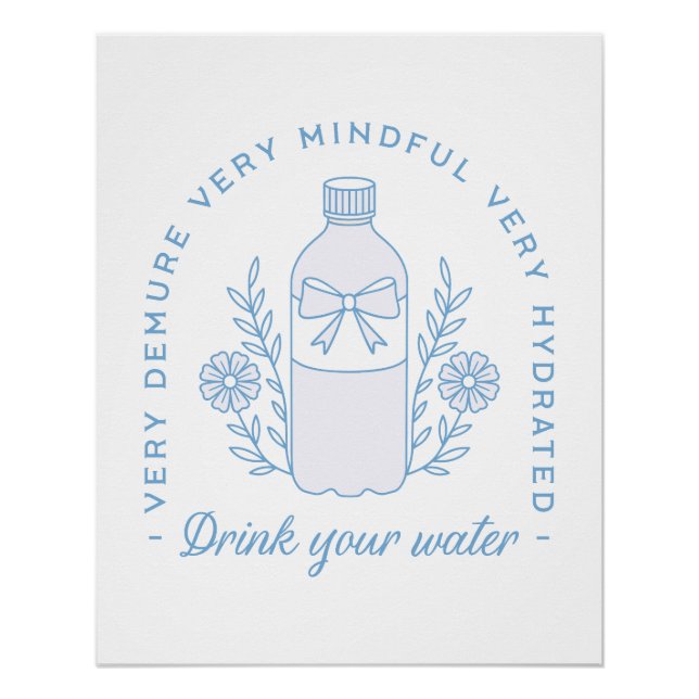 Poster Rappel d'eau potable citations hydratées esthétiqu (Devant)