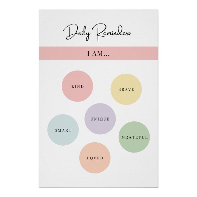Poster Rappels quotidiens - affirmations d'amour de soi W (Devant)