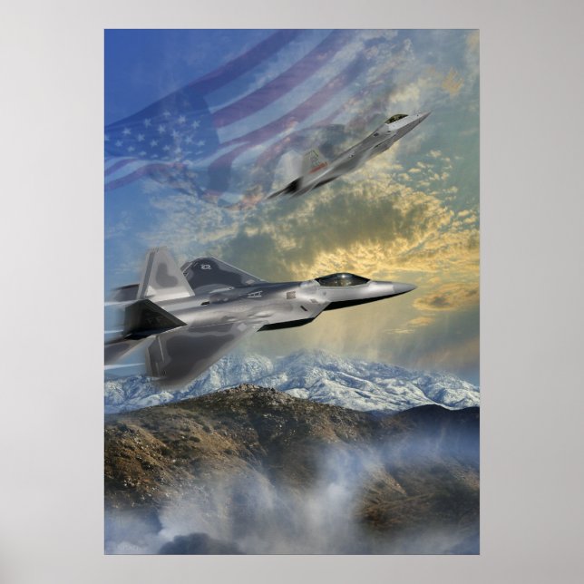 POSTER RAPTEURS SUR LE JET AMÉRICAIN F22 (Devant)