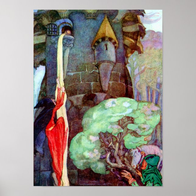 Poster Rapunzel Fairy Tale par Anne Anderson Imprimer (Devant)