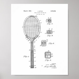 Poster Raquet De Tennis Et Brevet Similaire