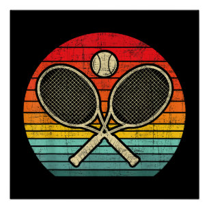 Poster Raquette de Tennis Croisée Rétro Vintage - Amateur