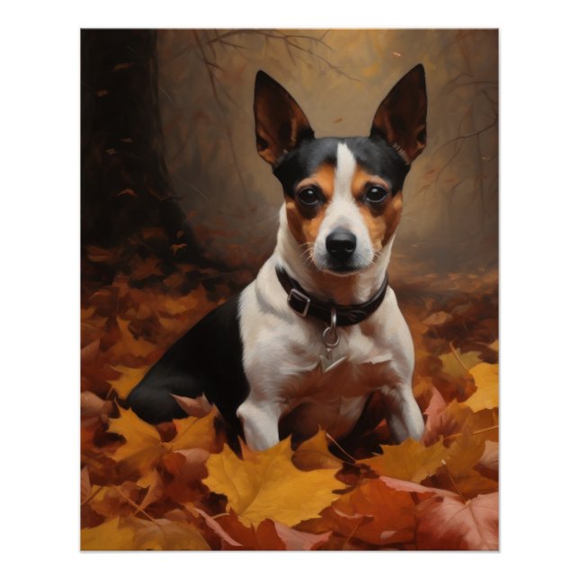 Poster Rat Terrier à l'automne Feuilles automne Inspire (Devant)