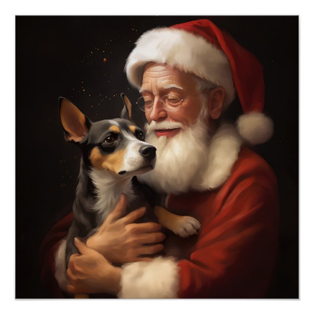 Poster Rat Terrier Avec Noël Festif Du Père Noël (Devant)