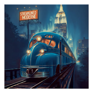 Poster Rationaliser la modernité Express vintage de New