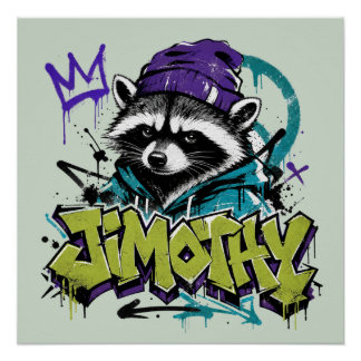 Poster Raton laveur graffiti art de rue urbain style punk