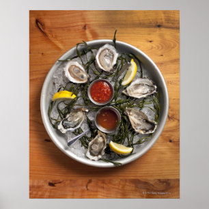 Poster Raw oysters arranged