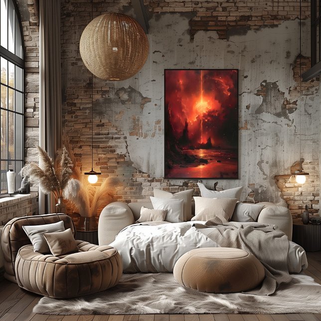 Poster Rayo Celestial Ardiente: Atardecer Surrealista. (Créateur téléchargé)