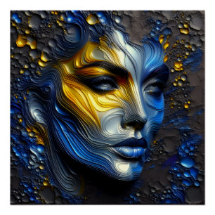 Poster Rayonnement Mystique - Un Visage Féminin Embossé