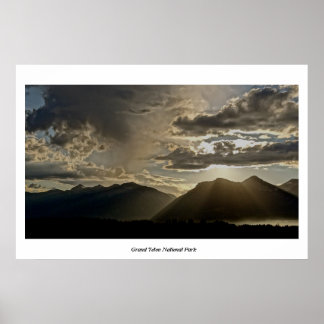 POSTER RAYONS DE LUMIÈRE SUR LES GRANDS TETONS