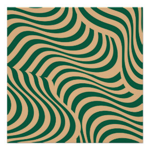 Poster Rayure Zèbre Vert Beige Minimaliste Printemps Été 