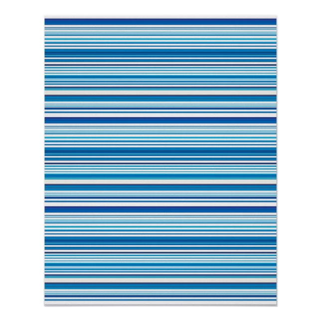 Poster Rayures blanches bleues mignonnes (Devant)